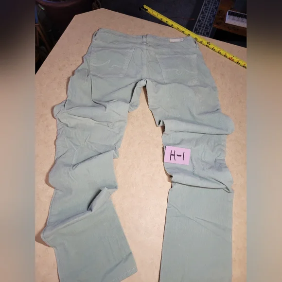 AG Adriano Goldschmiede 26 Reg Stevie Light Green Pants corduroy ankle slim stra - Picture 11 of 14